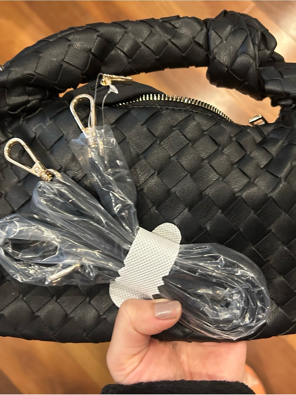 Woven Top-Handle Women’s Bag in Black